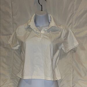 Brandy Melville Cream Crop Polo Top